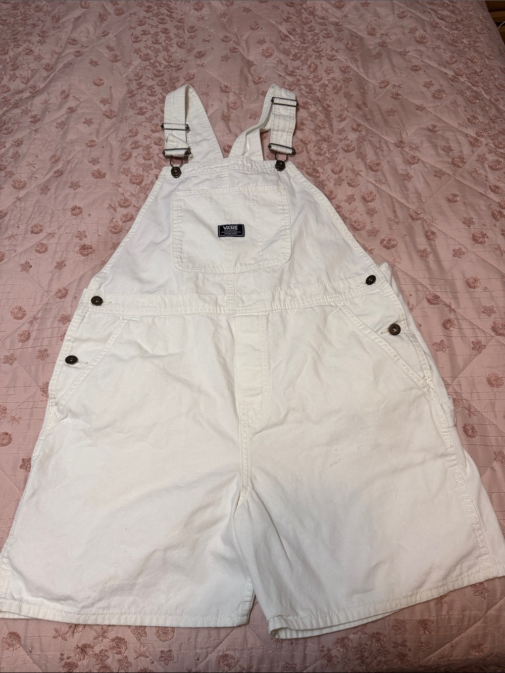 Vans White Denim Short Overalls Romper